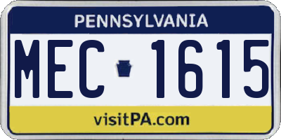 PA license plate MEC1615