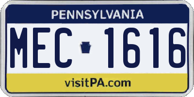 PA license plate MEC1616
