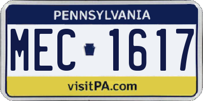PA license plate MEC1617