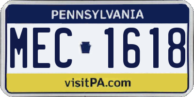PA license plate MEC1618