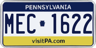 PA license plate MEC1622