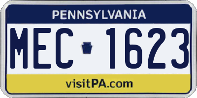 PA license plate MEC1623