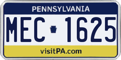 PA license plate MEC1625
