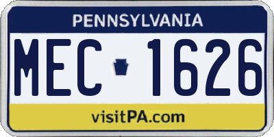 PA license plate MEC1626