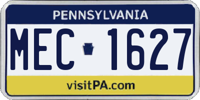 PA license plate MEC1627