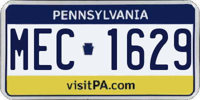 PA license plate MEC1629