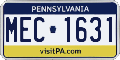 PA license plate MEC1631
