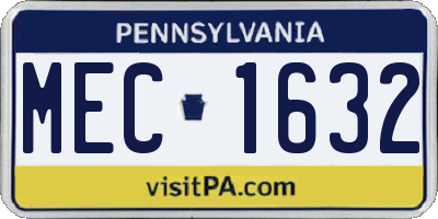 PA license plate MEC1632