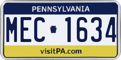 PA license plate MEC1634