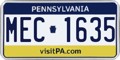 PA license plate MEC1635