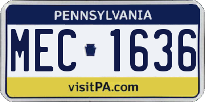 PA license plate MEC1636