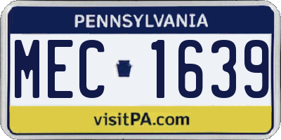PA license plate MEC1639