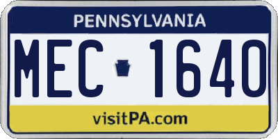 PA license plate MEC1640