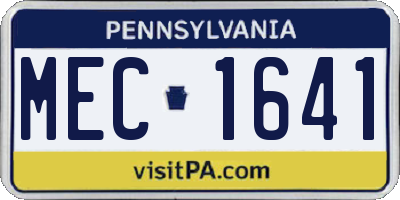 PA license plate MEC1641