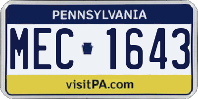 PA license plate MEC1643