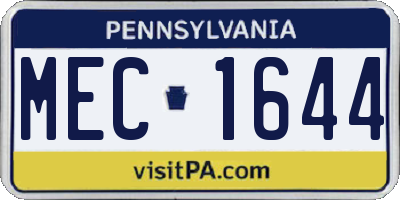 PA license plate MEC1644