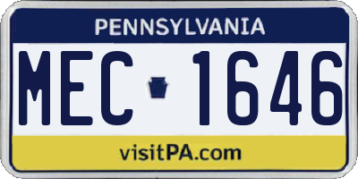 PA license plate MEC1646