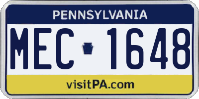 PA license plate MEC1648