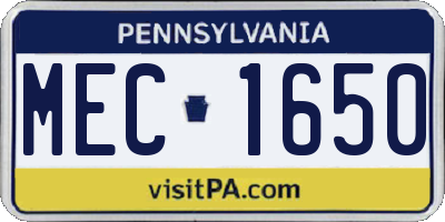 PA license plate MEC1650