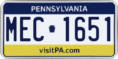 PA license plate MEC1651