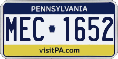 PA license plate MEC1652