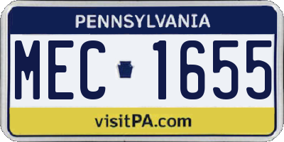 PA license plate MEC1655