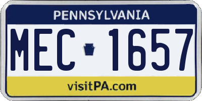 PA license plate MEC1657