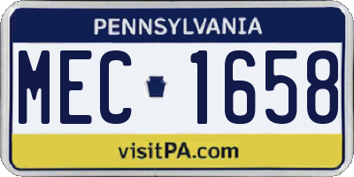 PA license plate MEC1658