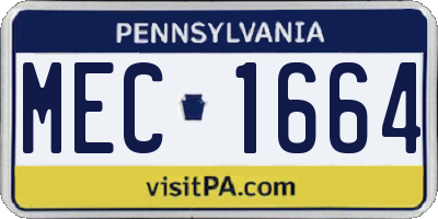PA license plate MEC1664