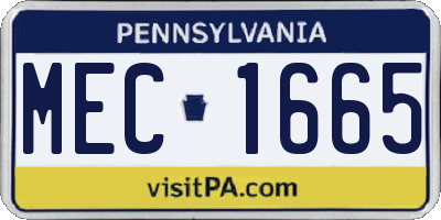 PA license plate MEC1665