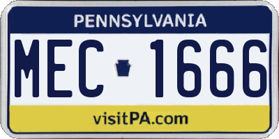 PA license plate MEC1666