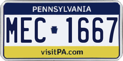 PA license plate MEC1667