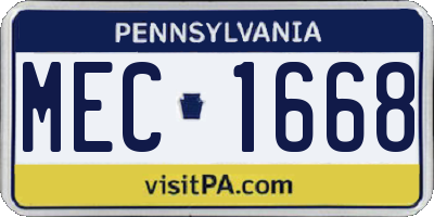 PA license plate MEC1668