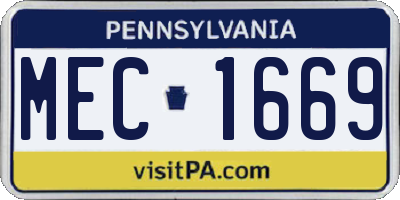 PA license plate MEC1669