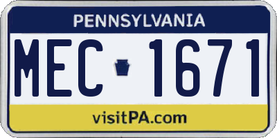 PA license plate MEC1671