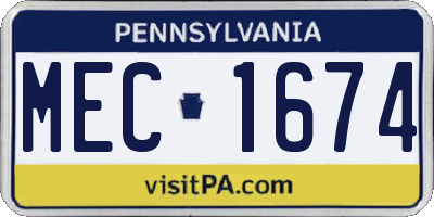 PA license plate MEC1674