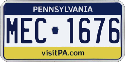 PA license plate MEC1676