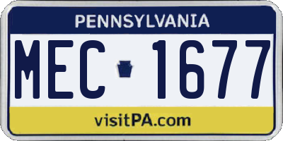 PA license plate MEC1677
