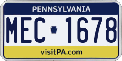 PA license plate MEC1678
