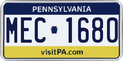 PA license plate MEC1680
