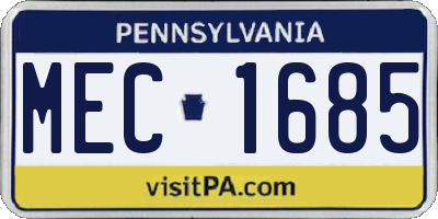 PA license plate MEC1685