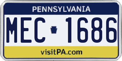 PA license plate MEC1686