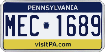 PA license plate MEC1689