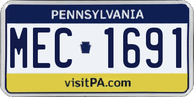 PA license plate MEC1691