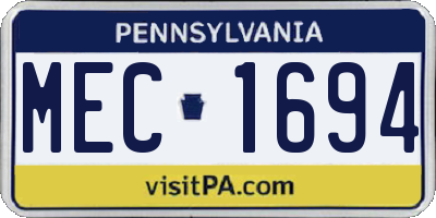 PA license plate MEC1694