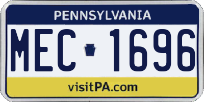 PA license plate MEC1696
