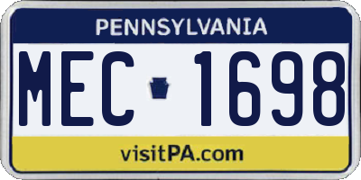 PA license plate MEC1698