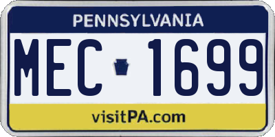 PA license plate MEC1699
