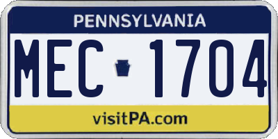 PA license plate MEC1704