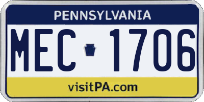PA license plate MEC1706